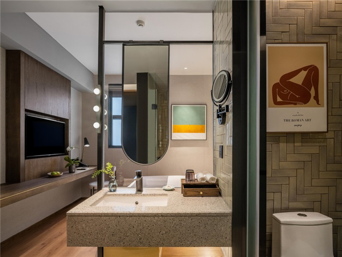 客房衛(wèi)生間設(shè)計-老建筑改造酒店 海派風情精品酒店改造設(shè)計方案 客房衛(wèi)生間設(shè)計-老建筑改造酒店 海派風情精品酒店改造設(shè)計方案